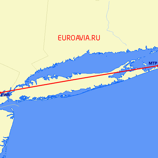 перелет Montauk — Ньюарк на карте