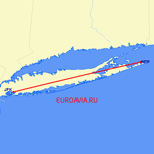 перелет Montauk — Нью Йорк на карте
