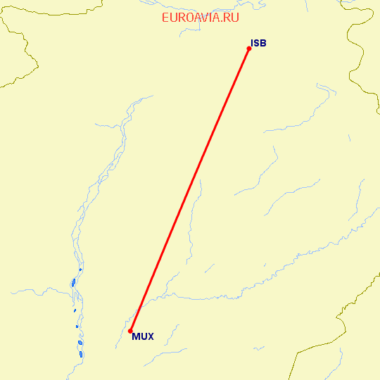 перелет Мултан — Islamabad на карте