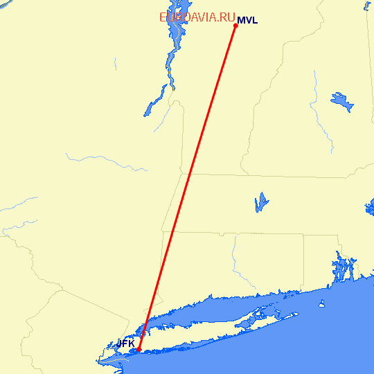 перелет Стоув — Нью Йорк на карте