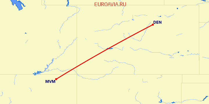 перелет Kayenta — Денвер на карте