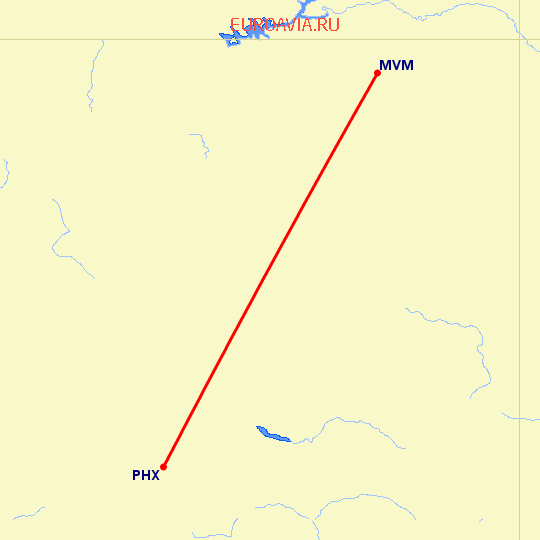 перелет Kayenta — Феникс на карте