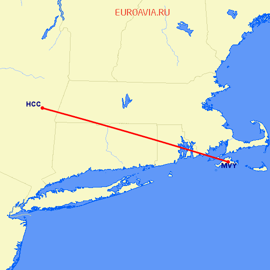 перелет Мартас-Винъярд — Hudson на карте