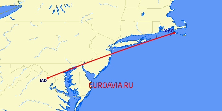 перелет Мартас-Винъярд — Вашингтон на карте