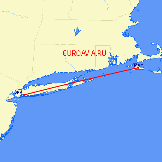 перелет Мартас-Винъярд — Нью Йорк на карте