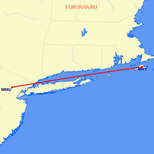 перелет Мартас-Винъярд — Morristown на карте