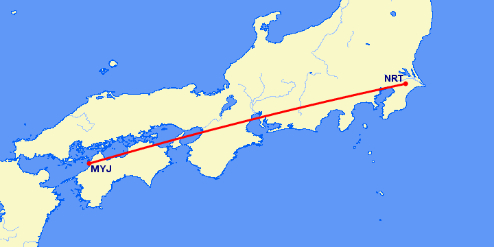 перелет Мацуяма — Токио на карте