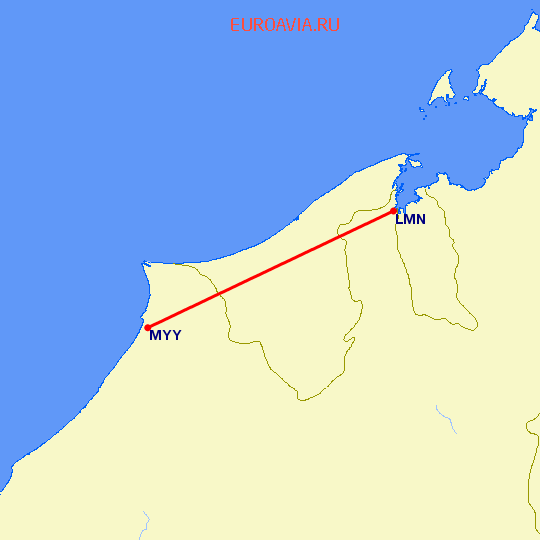 перелет Мири — Limbang на карте