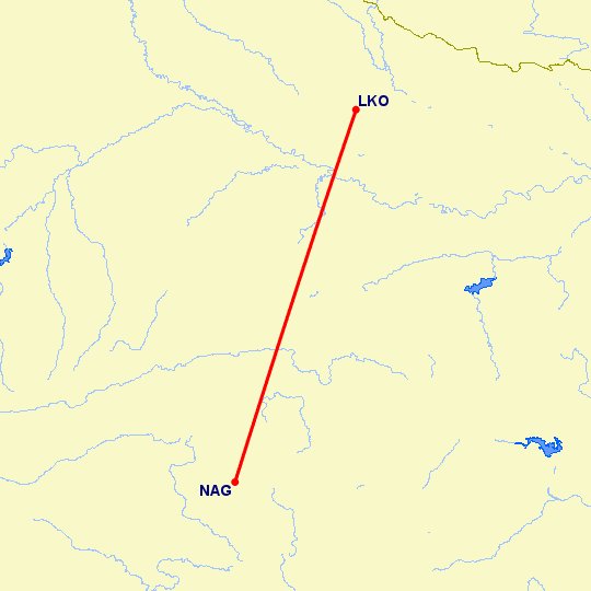 перелет Нагпур — Лакнау на карте