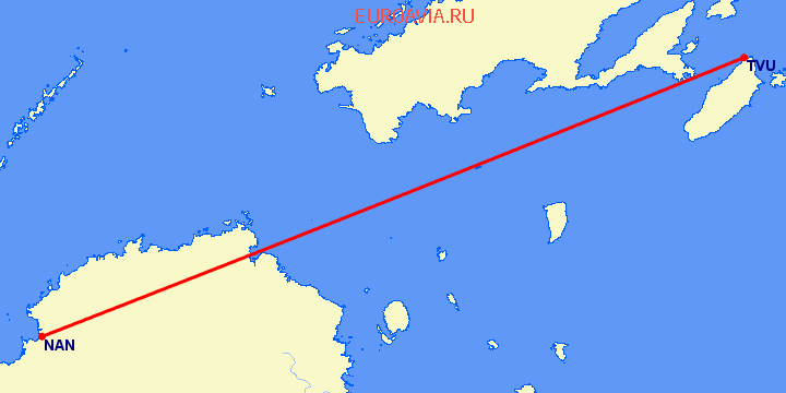 перелет Нади — Тавеуни на карте