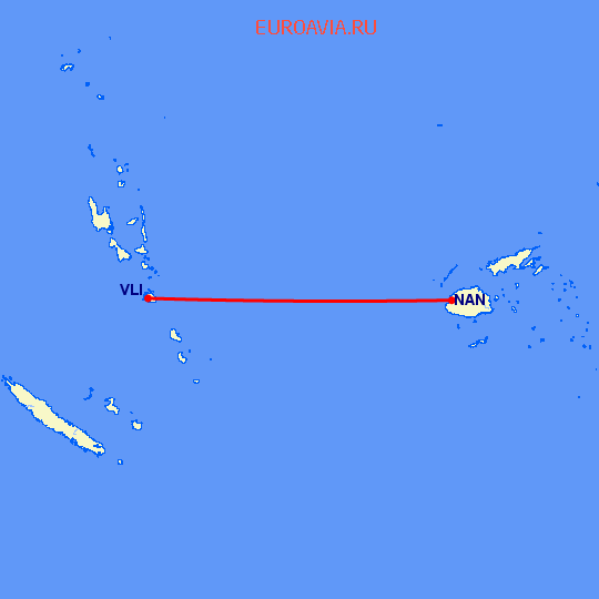 перелет Нади — Порт Вила на карте