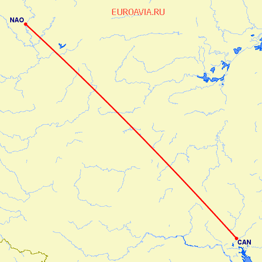 перелет Наньчон — Гуанчжоу на карте