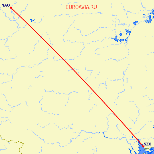 перелет Наньчон — Шэньчжэнь на карте