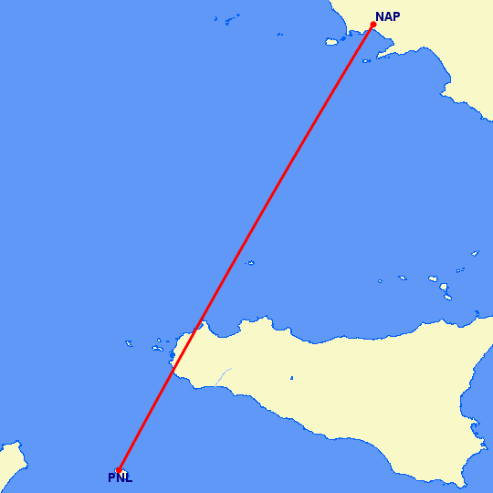 перелет Неаполь — Pantelleria на карте