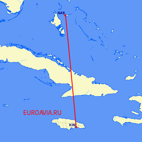 перелет Нассау — Кингстоун на карте
