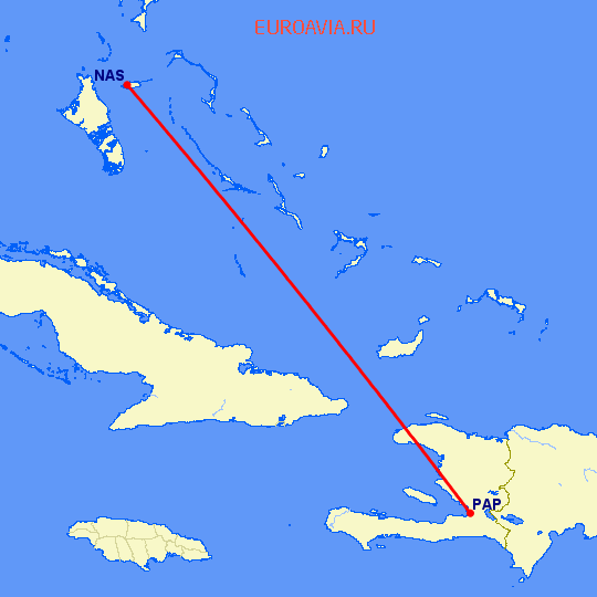 перелет Нассау — Порт О Принц на карте