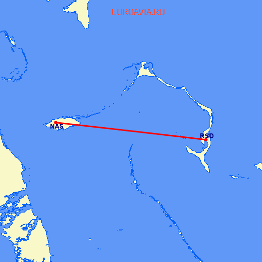 перелет Нассау — Рок Саунд на карте