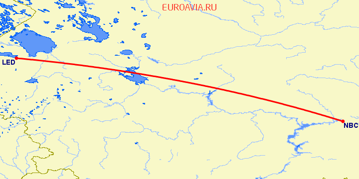 перелет Набережные Челны — Санкт Петербург на карте