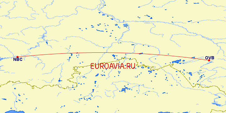 перелет Набережные Челны — Новосибирск на карте
