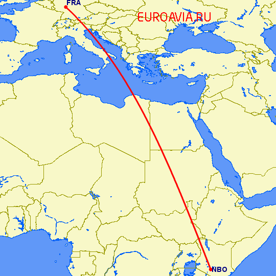 перелет Найроби — Франкфурт на Майне на карте