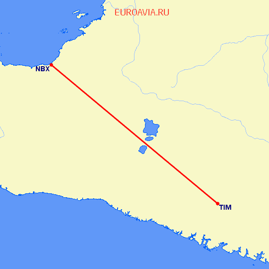 перелет Набире — Tembagapura на карте