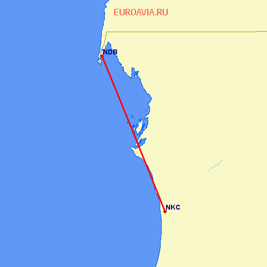 перелет Нуакдибу — Нуакшот на карте