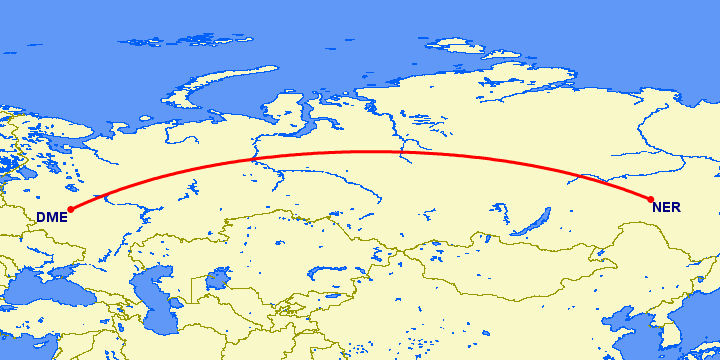 перелет Нерюнгри — Москва на карте
