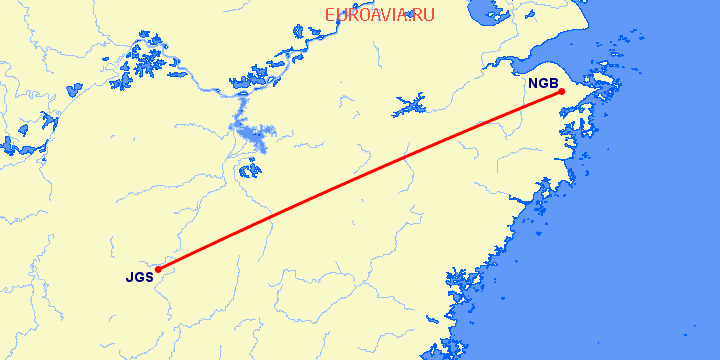 перелет Нинбо — Ji An на карте