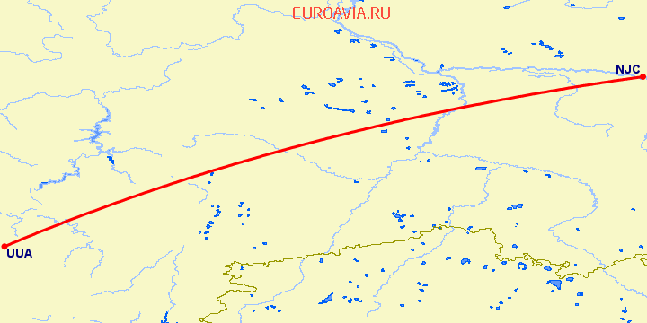 перелет Нижневартовск — Бугульма на карте