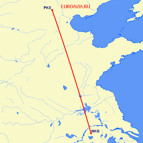 перелет Нанкин — Пекин на карте