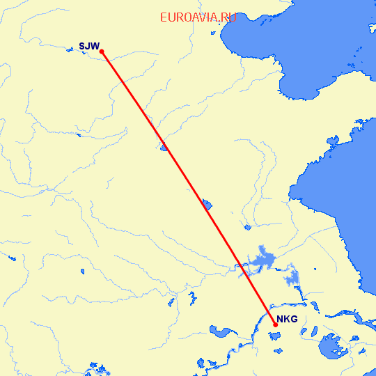 перелет Нанкин — Шицзяжун на карте