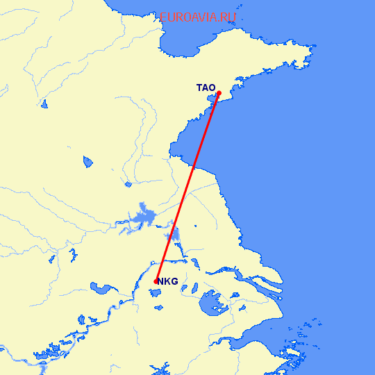 перелет Нанкин — Куаньдян на карте