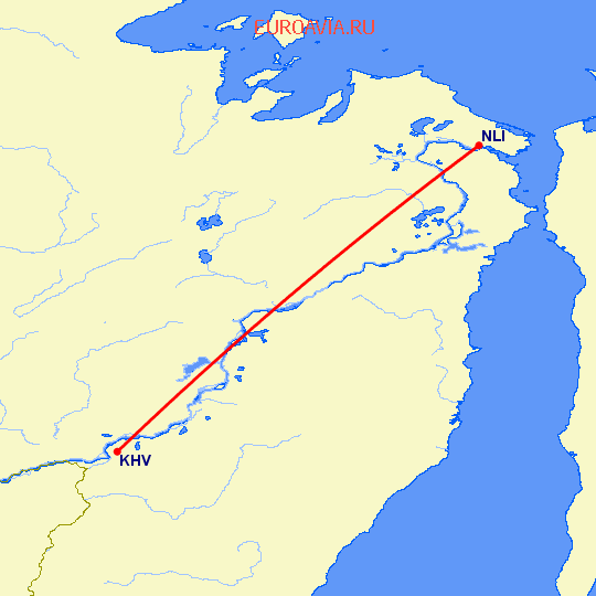 перелет Николаевск на Амуре — Хабаровск на карте