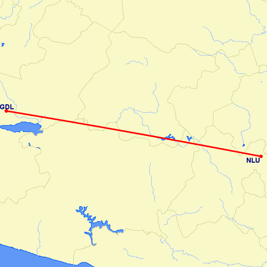 перелет Santa Lucia — Гуадалахара на карте