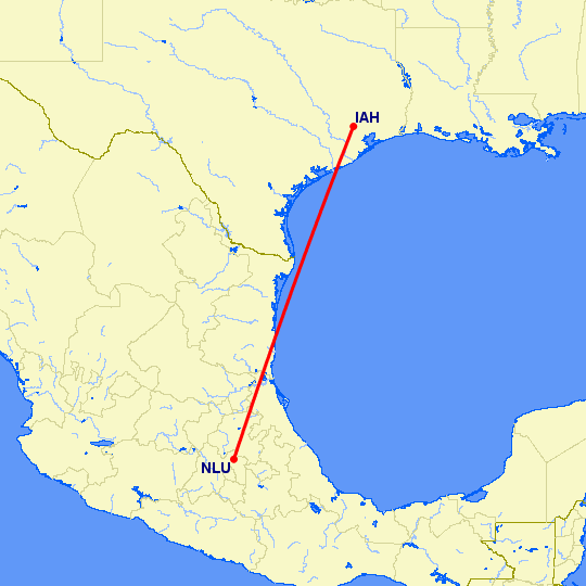 перелет Santa Lucia — Хьюстон на карте