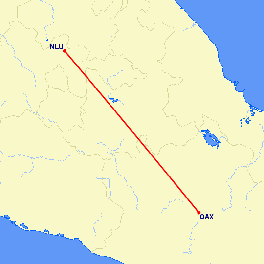 перелет Santa Lucia — Оксака на карте