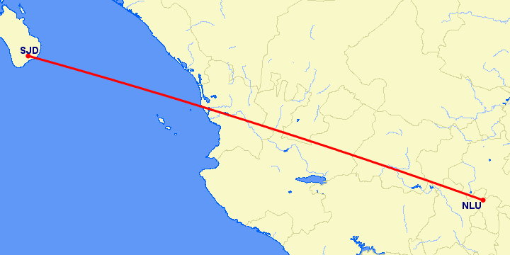 перелет Santa Lucia — San Jose Del Cabo на карте