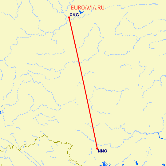 перелет Наньнин — Чонсинь на карте