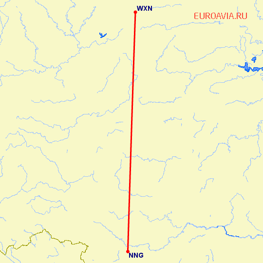 перелет Наньнин — Wanxian на карте