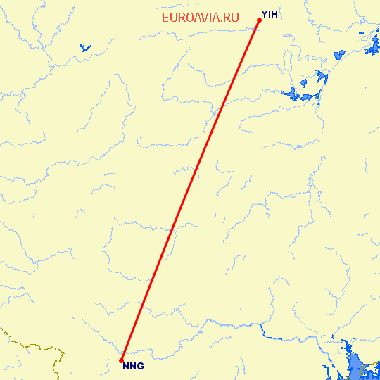 перелет Наньнин — Фучэн на карте