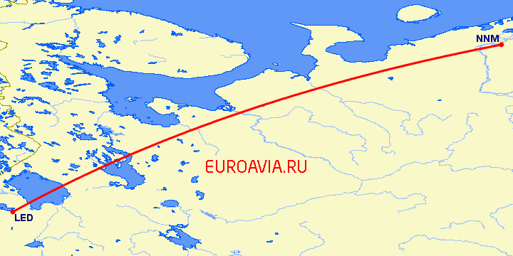 перелет Нарьян Мар — Санкт Петербург на карте