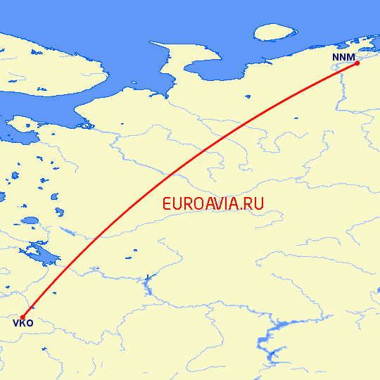 перелет Нарьян Мар — Москва на карте