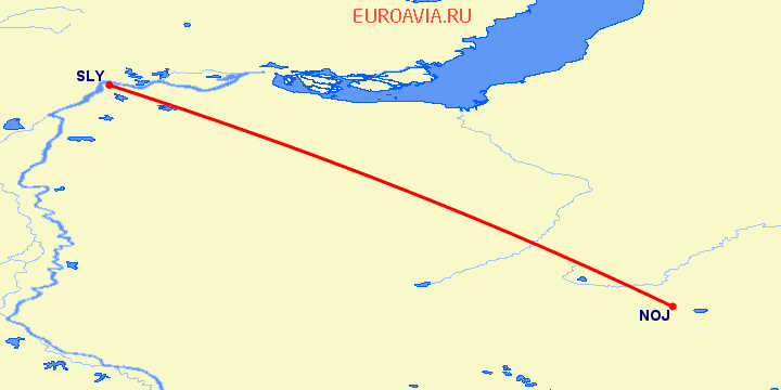перелет Ноябрьск — Салехард на карте