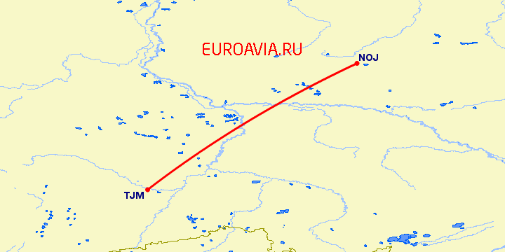 перелет Ноябрьск — Тюмень на карте