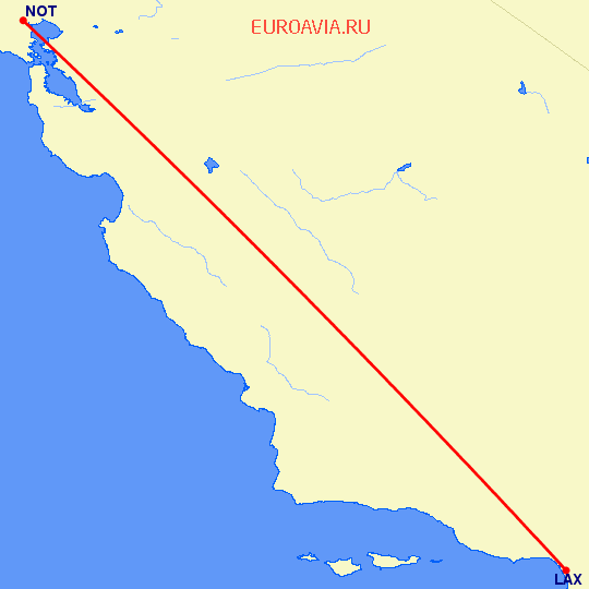 перелет Novato — Лос Анджелес на карте