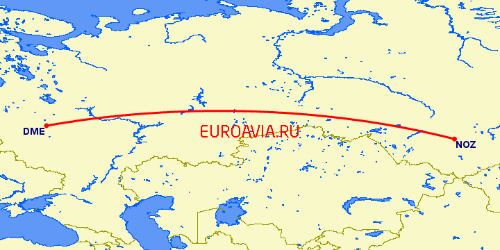 перелет Новокузнецк — Москва на карте