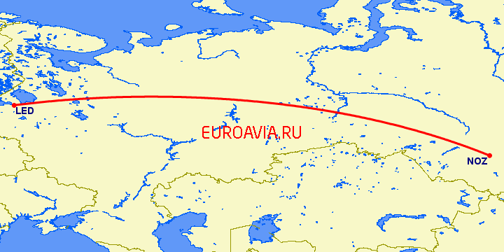 перелет Новокузнецк — Санкт Петербург на карте