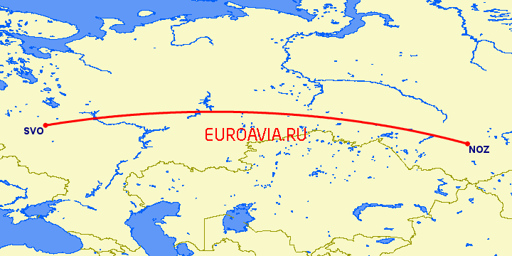 перелет Новокузнецк — Москва на карте