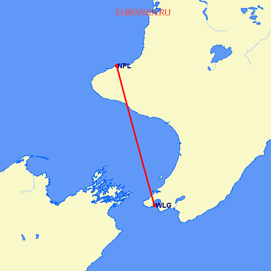 перелет Нью Плимут — Веллингтон на карте