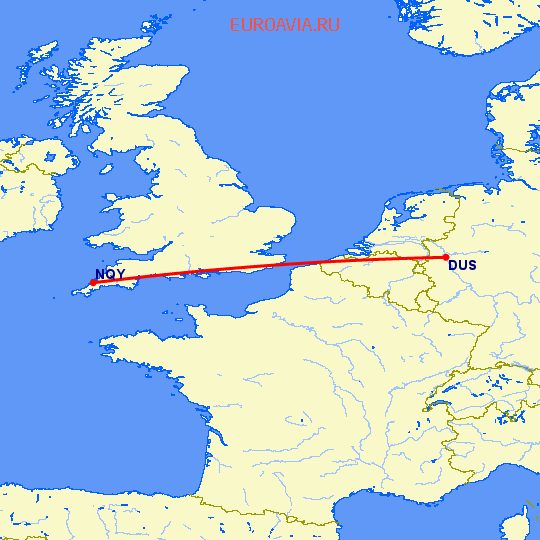 перелет Newquay — Дюссельдорф на карте